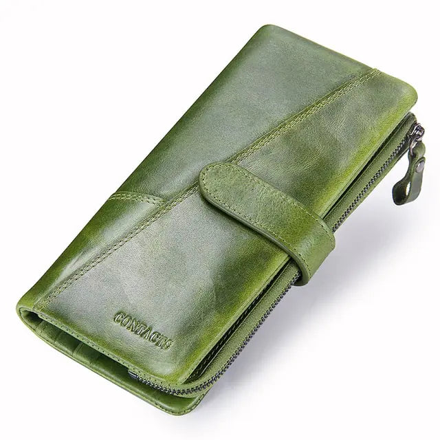 Genuine Leather Women's Long Wallet