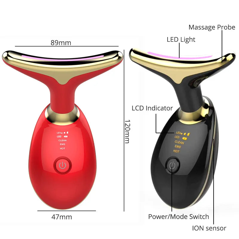 Dispositivo de masaje facial de cuello con microcorriente