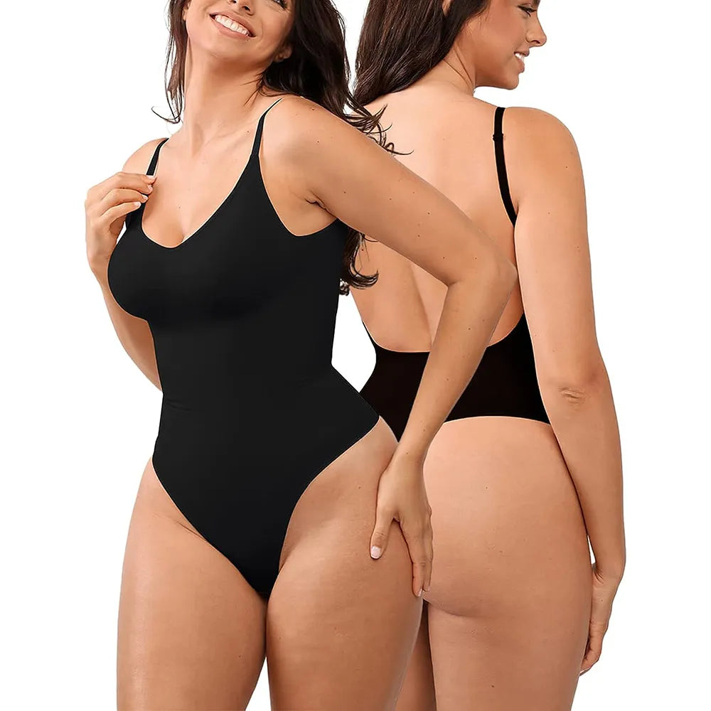 Womens Backless Bodysuits Shapewear Thong Seamless Tummy Control Butt Lifter Body Shaper Corset Slimming Camisole Tops