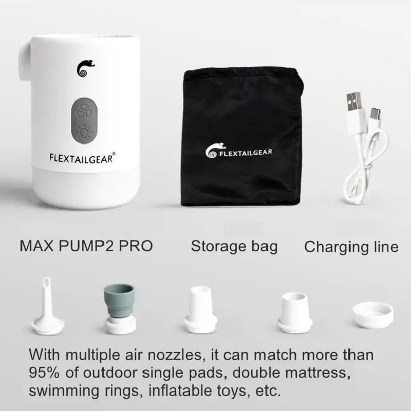 Max Pump 2 Pro 4 en 1 Mini bomba de aire portátil, inflador eléctrico, almohadilla para dormir con carga USB, colchón para acampar, paquete